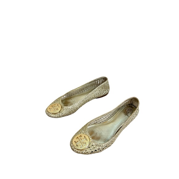 Tory Burch Pasadena Metallic Leather Woven Ballet Flats - Picture 6 of 11
